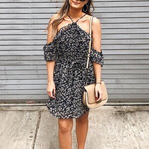 Floral dress with off the shoulder detail